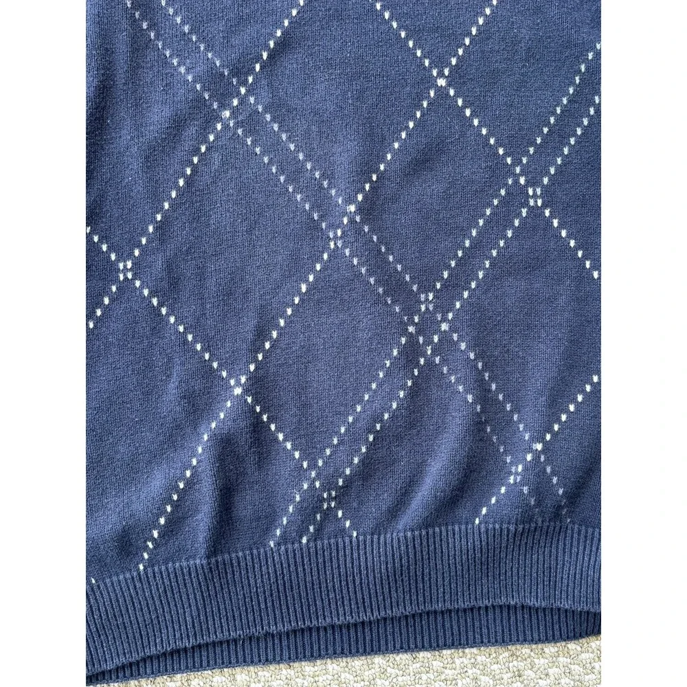 Vintage John Ashford Argyle Holiday Sweater Mens XL , Classic Navy Sweater